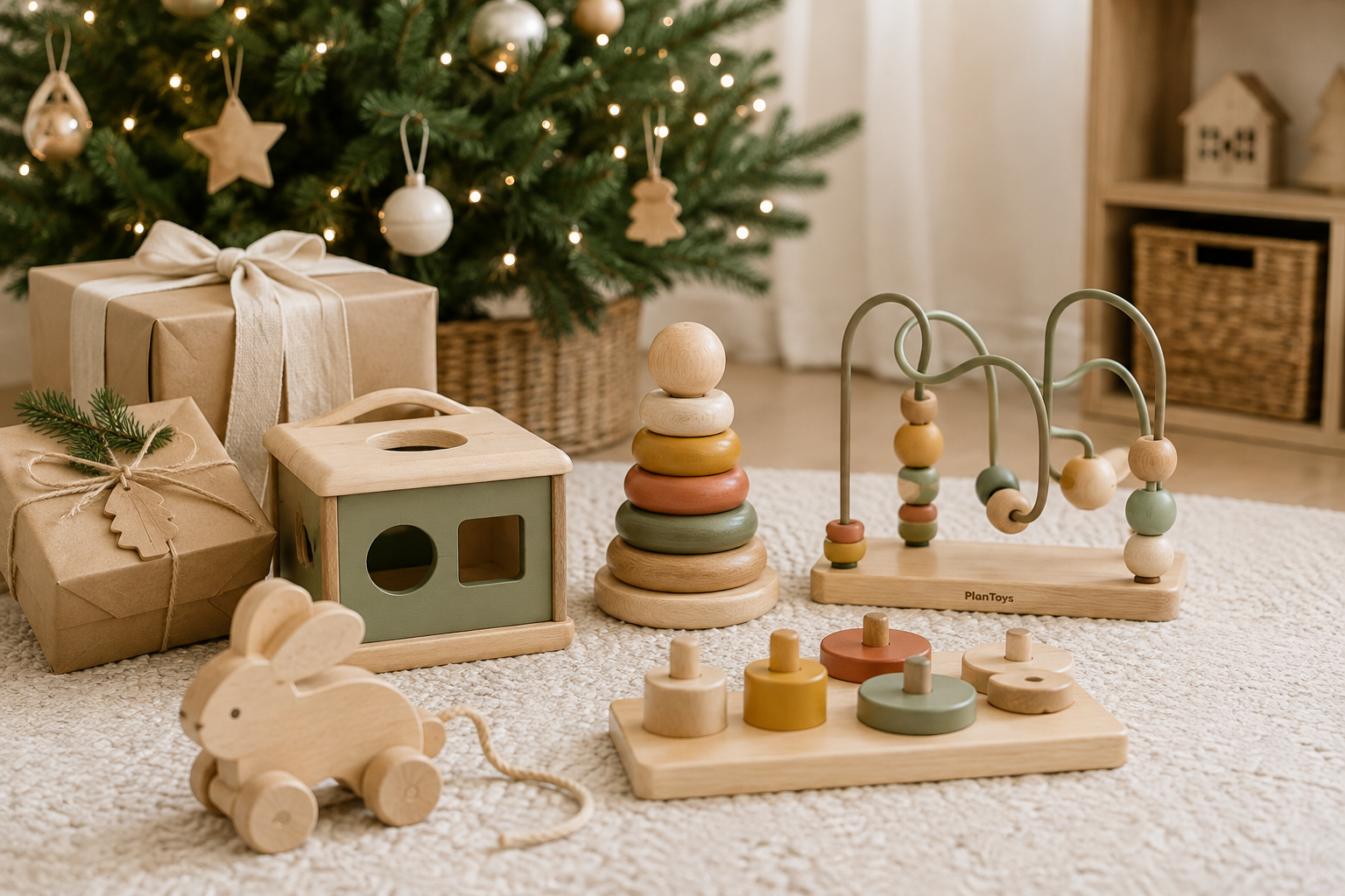 Montessori-Weihnachtsgeschenke: Die besten Holzspielzeug-Ideen für Babys und Kleinkinder (0–3 Jahre)